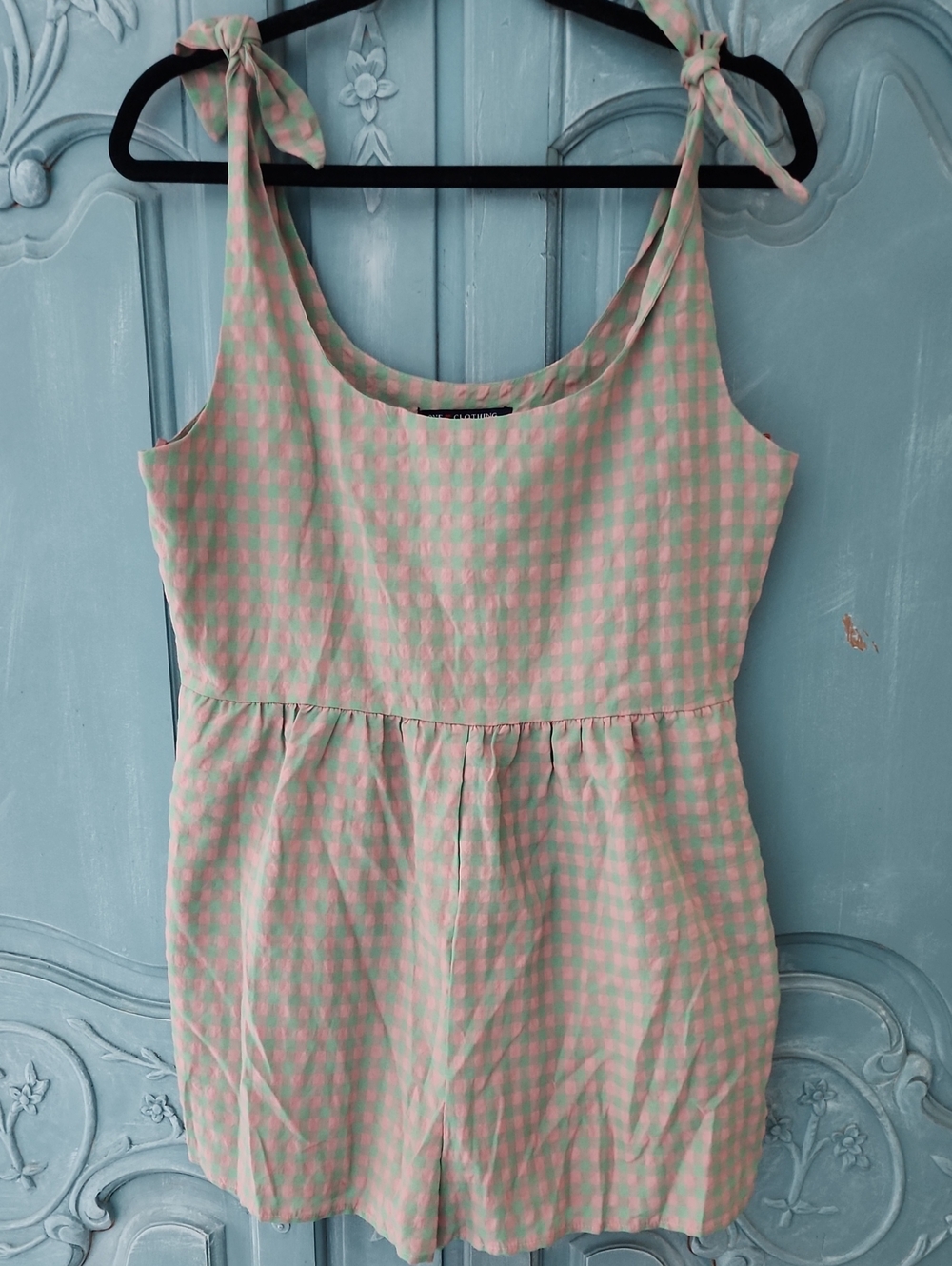 Romper Gingham Pink And Green